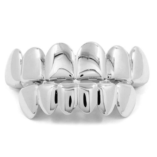 LONGHAO 2pcs Grilles Dents Hip-Hop Or - Grillz Avec Barres Moulage Silicone, Accessoire Mode Hip Hop