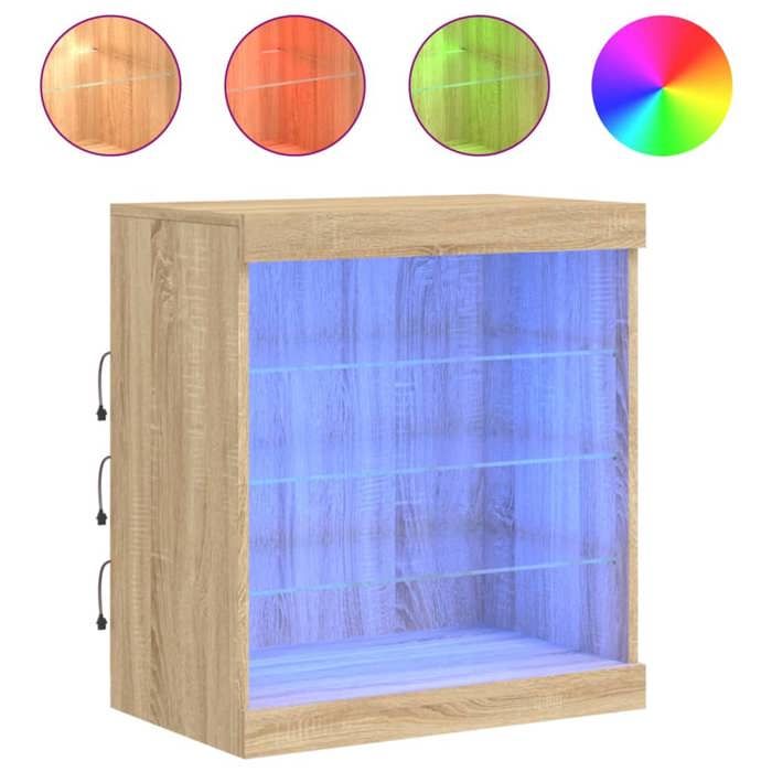 Buffet Moderne Avec Lumières LED RGB - Armoire De Rangement Élégante Et Lumineuse Pour Salon, Noir Mat