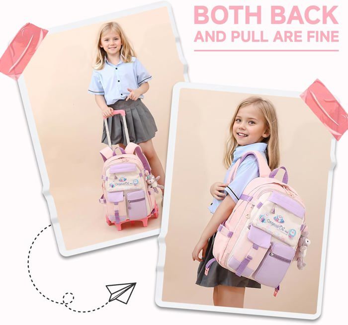 Sac A Roulette Fille 16 Pouces Cartable Fille Primaire Roulettes De 7 A 12 Ans Mignon Sac Roulette Enfant Pour Filles Cp Ce1 Ce2 Rose Cdiscount Bagagerie Maroquinerie