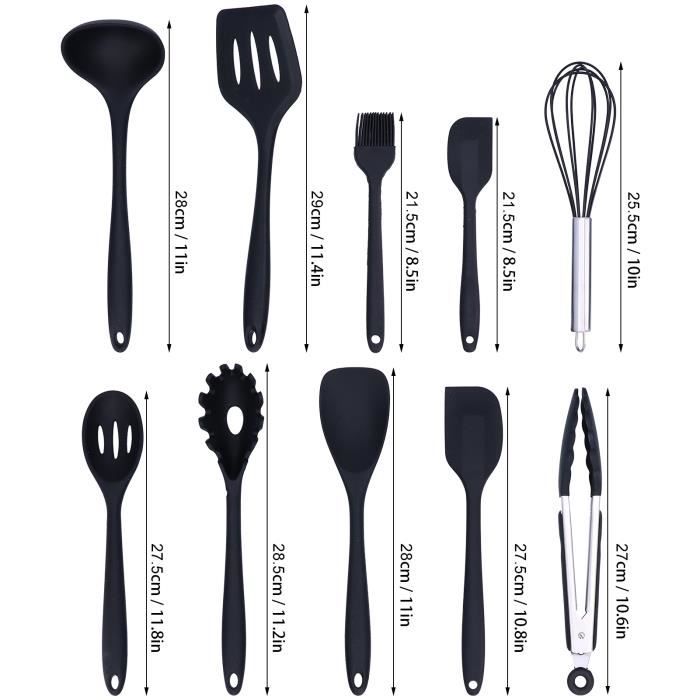 Lot 12 Ustensiles Cuisine Silicone Vert Algue – Anti-Adhésif & Résistant Chaleur