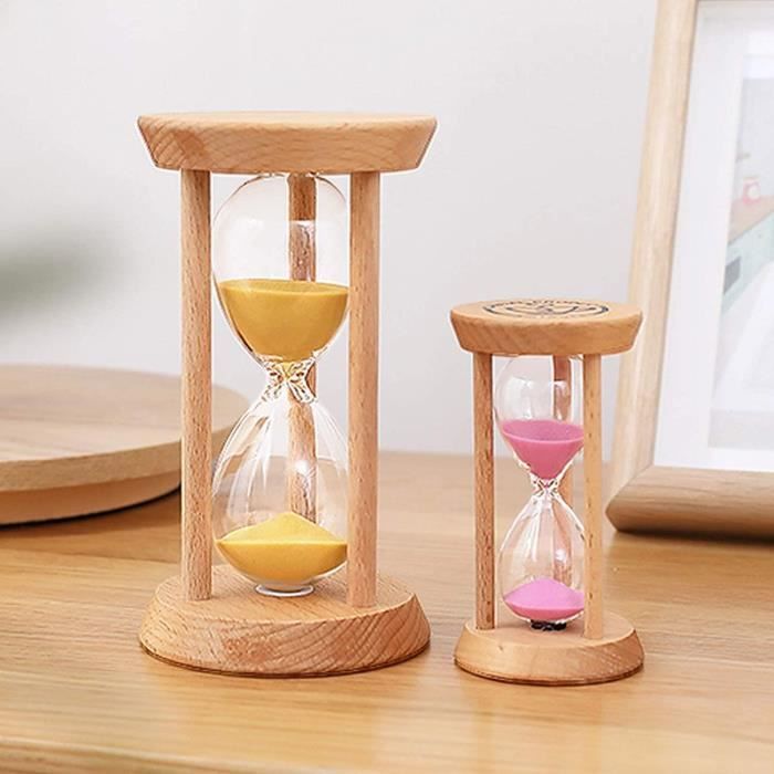 Hess Holzspielzeug 14531 Horloge de brossage dentaire en bois pour enfants avec porte-brosse à dents et sablier, série Nature Ours en rose, faite à la