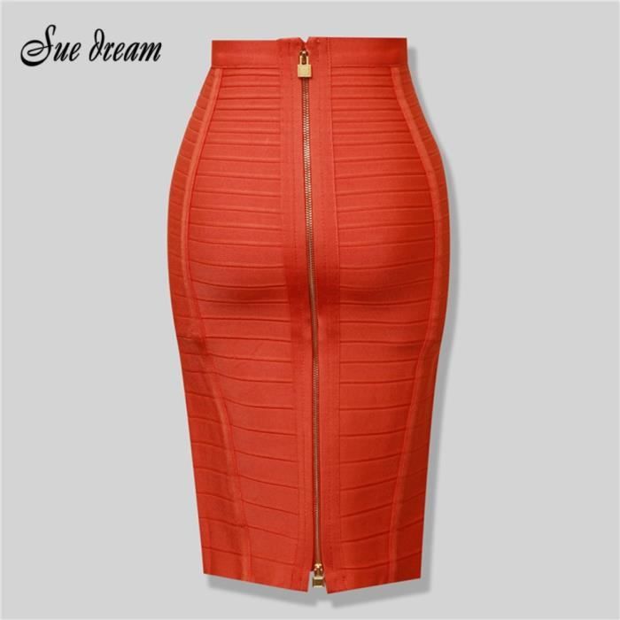 Jupe Jupe crayon moulante a fermeture eclair haute qualite nouvelle collection 2021 noir rouge bleu Orange Type Rose Blanc Cdiscount Pret a Porter