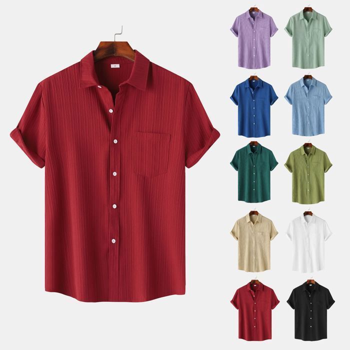 Chemise En Lin Homme Manches Courtes - Léger Et Respirant - Sans Repassage - Coupe Régulière