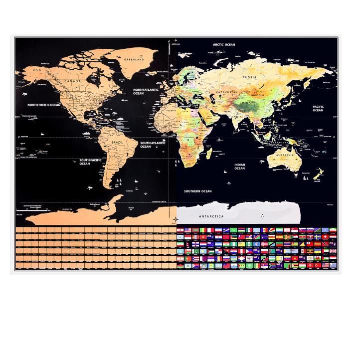 Stickers Carte du Monde Gris Globe-Trotter