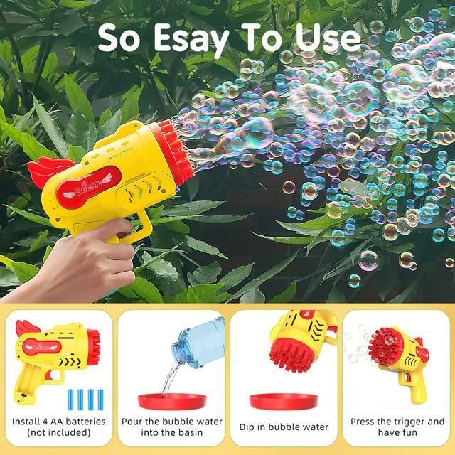 Machine à bulles avec lumière, jouet magique de dessin animé, baguette à bulles pour enfants avec bouteille de recharge de 90 ml de savon à bulles
