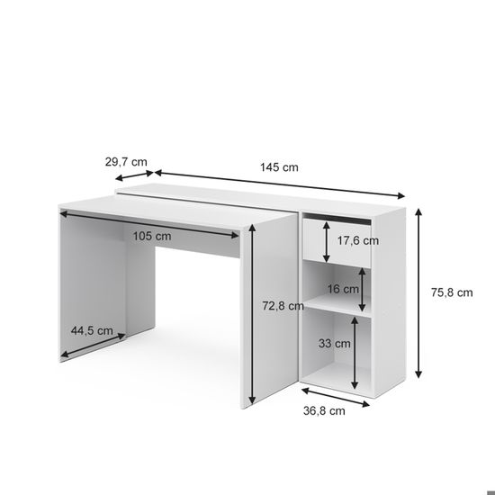 Vicco Bureau Verona, Blanc, 148x60cm | Leroy Merlin