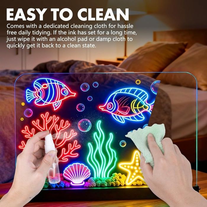 Tableau Mobile Table Tableau de dessin lumineux LED en acrylique 30 x 20 cm, effaçable, USB ...