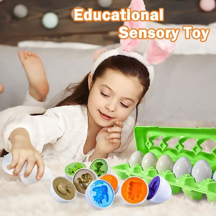 Lot de 12 œufs de Pâques remplis de jouets sensoriels pour enfants, petite  balle anti-stress en forme de dinosaure avec perles d'eau, paniers de Pâques  pour enfants, cadeaux de Pâques pour tout-petits