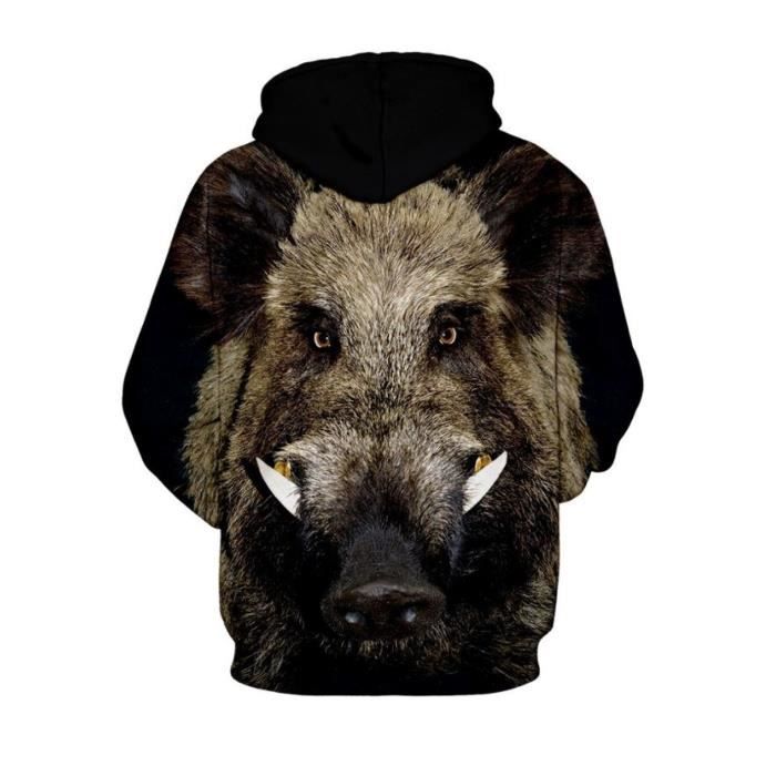 Hommes Sweat Capuche 3D Hoodie Sanglier Loup Lion Impression