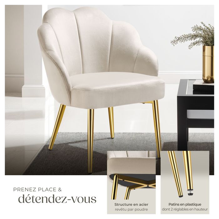 Tectake fauteuil cocktail rembourré avec revêtement en tissu bouclé