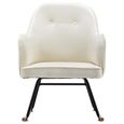Chaise à bascule Blanc crème Velours -YNJ - Bois - Panneaux de particules - Tissu-3