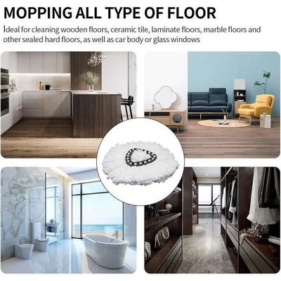 Têtes Lavables 60°C Diamètre 40cm Vhbw Lot De 4 Têtes Serpillère Microfibre - Compatible Leifheit Clean Twist - Blanc Nettoyage Sols Sans Traces