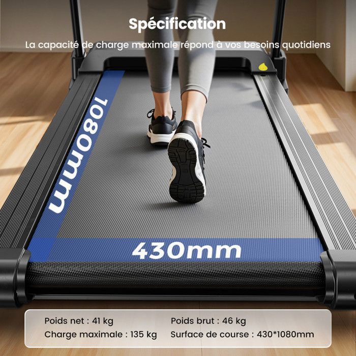 Tapis de course - FORMILL - FT51 - Moteur 2,5 CV - Vitesse 1-10 km/h - Pliable - Sport