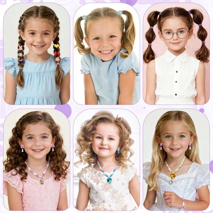 Set De 152 Bijoux Et Accessoires Cheveux Princesse Pour Filles 3-12 Ans - Jouets D'Habillage Avec Pinces, Élastiques & Bagues