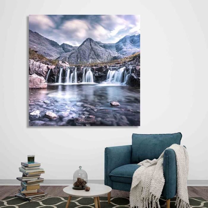 Tableau Triptyque Mural – Paysage De Montagne, Toile Impression Giclée, Encadré
