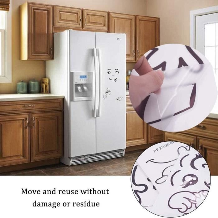 8pcs Autocollant Réfrigérateur stickers frigo cuisine porte Autocollant  frigo Sourire Autocollant de réfrigérateur Muraux décoration