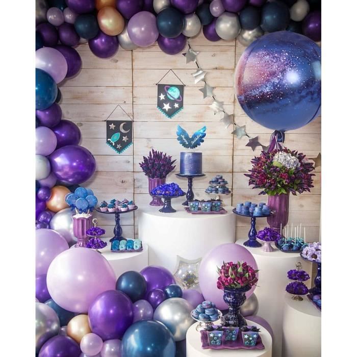 Ballon anniversaire violet et bleu thème supers héros - Ballon aluminium  46cm