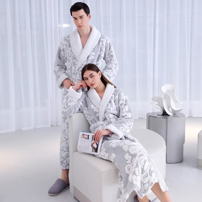 Peignoirs De Bain 1 Piece Chemises De Nuit En Flanelle Pour Hommes Et Femmes Robes De Nuit Et Pyjamas Gris Gris Cdiscount Pret a Porter