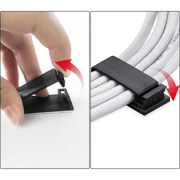 10 clips de câble adhésif clip de câble de stockage crochet de câble  auto-adhésif, cavalier de câble électrique, pour la gestion des câbles,  transparent