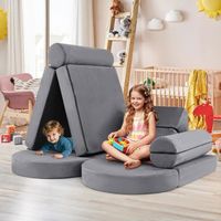 Canapé 1 Place Pour Enfant 18-36 Mois - Fauteuil Rembourré En Mousse, Bleu, Charge 50 Kg (50x40x44 Cm)