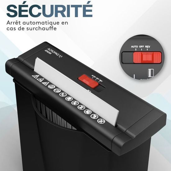 Déchiqueteuse De Papier Acropaq – 13 Litres, Coupe Droite, Niveau P4, 6 Feuilles, 220 Mm, Pour Maison Et Petite Entreprise - 8
