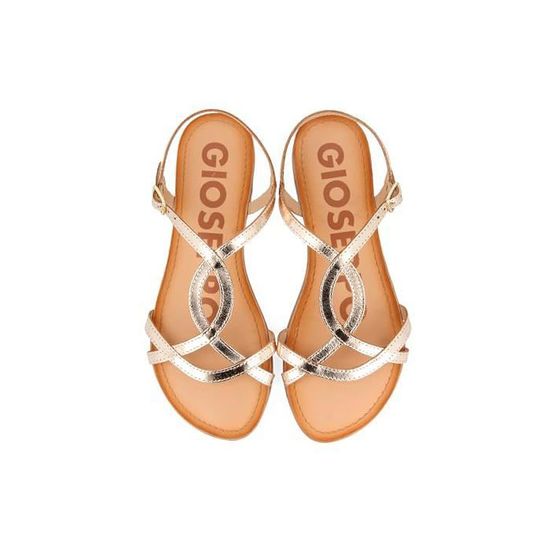 Sandales Femmes GIOSEPPO Avec Talon 2-7 Cm, Couleur Beige Lamé Argent - Neuf Avec Emballage, Style Claquette Décontractée