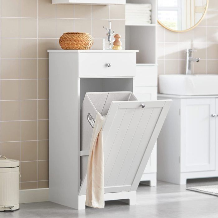 Armoire Salle De Bain BDW - Blanche Moderne 30x85x30 Cm - Grand Rangement Petit Espace