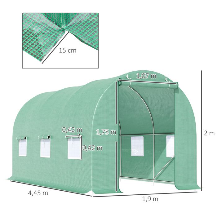 Serre en film plastique pour tomates avec fenêtre 445x190x200cm Serre — free download