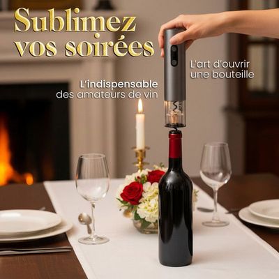 Tire-Bouchon Électrique 4 En 1 Coffret Cadeau - Ouvre Bouteille Aérateur Verseur Bouchon Vide Vin