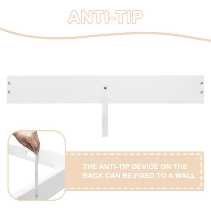 WOLTU Plan à Langer Pour Machine à Laver, Planche à Langer Bébé, Avec Rebord De Protection Et Étagère De Rangement, Posé Sur Machine à Laver Ou Sèche-linge, Blanc, 80x70x16,5cm