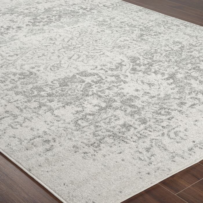 Tapis Oriental Moderne Gris-Beige Lavable - Poils Courts, Antidérapant, 110x170 Cm - Salon & Chambre