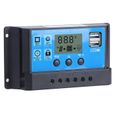 Drfeify Régulateur de charge solaire Contrôleur de Charge Solaire 12V 24V 30A Régulateur Automatique à Double Sortie USB PWM LCD-0