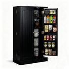 Buffet de Cuisine Bas-GOPLUS-59x30,5x103CM-1 Armoire à 5 Niveaux et 2 Portes à 12 Etagères Noir