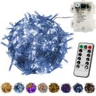 VOLTRONIC® Guirlande lumineuse à pile, 10m, blanc froid, 100 LED, câble transparent, batterie et commande incluses