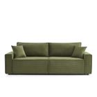 BAÏTA Canapé droit convertible 3 places ZOLA velours côtelé vert