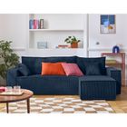 BESTMOBILIER Cezanne - canapé d'angle réversible - 4 places - convertible avec coffre - en velours côtelé - Bleu Ardoise