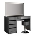 Vicco coiffeuse Sherry, Anthracite Haute brillance, 120 cm avec miroir LED et tabouret
