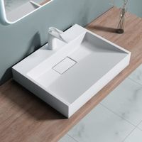 Lavabo suspendu avec bonde vasque à poser blanc mat 60x38x11cm évier Sogood Colossum 19-600 rectangulaire avec revêtement Nano