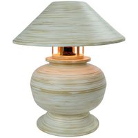 Fine Asianliving Lampe à Poser en Bambou Spirale Fait Main Blanc 37x37x40cm