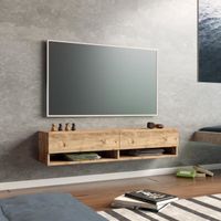 Meuble TV Laitila à 2 portes 29,5 x 140 x 31,5 cm effet bois de pin [en.casa]