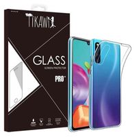 Tikawi Coque Samsung Galaxy A41 Transparente + Film de protection en verre trempé HD, Gel Souple Haute Protection, Fine et légère