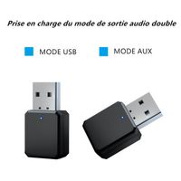 Adaptateur USB Bluetooth 5.1 Bluetooth USB dans la Voiture AUX/USB Double Sortie, Plug and Play, pour Haut-parleurs, amplificateurs