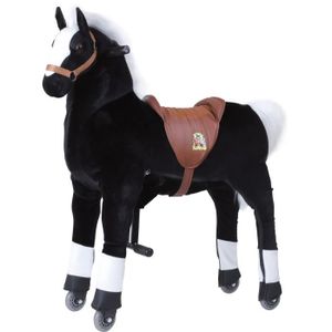 JOUET À BASCULE Cheval à bascule à monté noir crinière blanche sel