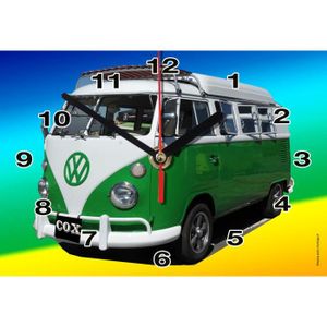 VW Vert Camping-car fait main horloge murale 19.6 cm 8"/28.5 cm 11"