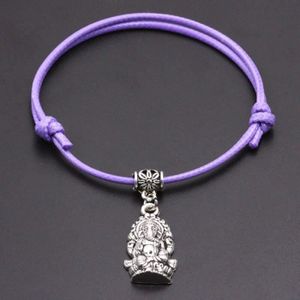 MAILLE - CHAÎNE Purple -Bracelet à cordon en fil rouge,pendentif é
