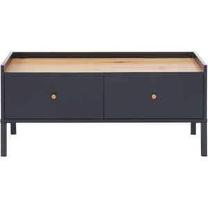 Table Basse avec 2 Tiroirs Table d’Appoint Bout de Canapé Table de Salon en Bois 110x53x45cm Blanc