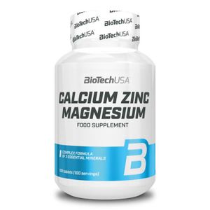 COMPLÉMENT EN MINÉRAUX BioTech USA - Calcium Zinc Magnesium - 100 Comprim