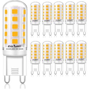AMPOULE - LED Ampoules LED G9 Blanc chaud 3000K, 4W Remplace les G9 40W 33W Ampoules Halogènes, AC 220-240V, Sans Scintillement,  Lot de 10