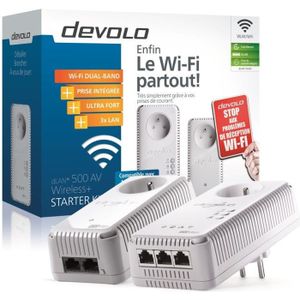 COURANT PORTEUR - CPL DEVOLO Kit 1 CPL Wi-Fi 500 Mbit/s + 1 CPL Filaire 