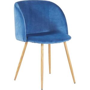 CHAISE Chaise en tissu velours rétro bleu,Fauteuil salle 